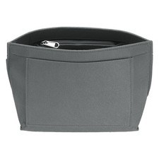 Purse Organizer Insert, Small Felt Handbag Organizer with Zipper, Light Gray