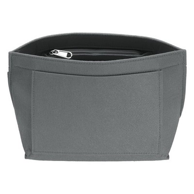 Purse Organizer Insert, Small Felt Handbag Organizer with Zipper, Light Gray