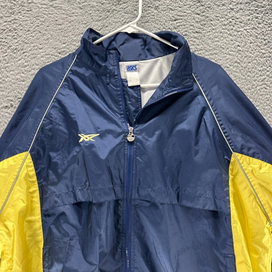 Chaqueta deportiva vintage Asics para hombre XL azul amarillo cremallera completa poliéster ventilado correr Foto 2 de 4