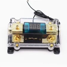 100A Car Audio Fuse Holder Digital Voltage Display Fuseholder 1/0GA IN 2/4GA Out