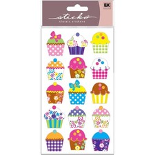 Craft Stickers Stickos Cupcakes Electric Colorful Patterns Flowers Checks Dots