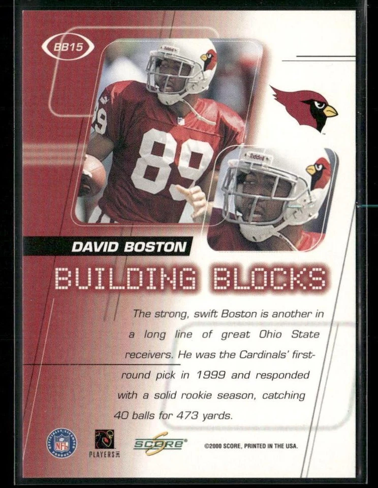 2000 Score Building Blocks David Boston #BB15 Arizona Cardinals - Image 2 of 2