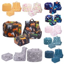 Toddler Armchair with Footstool & Round Bean Bag | Soft, Comfy Kids Seating