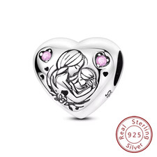 Hot Sale 925 Sterling Silve Charms Beads Forever Love Heart Sister Family Life C