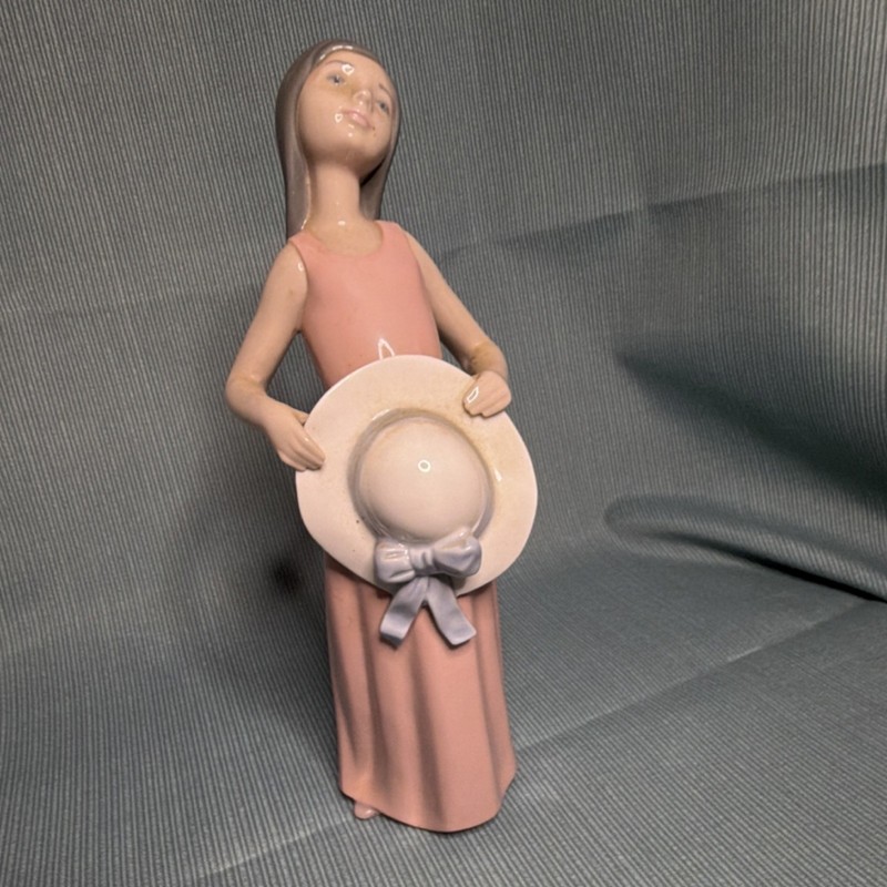 Lladró DAISA 1978 Porcelain Girl Figurine Pink Dress Hat Hand Painted Glazed