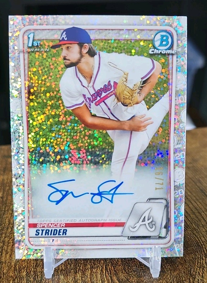2020 Bowman Chrome Draft Spencer Strider 1st Auto Sparkle /71 On Card Auto MINT
