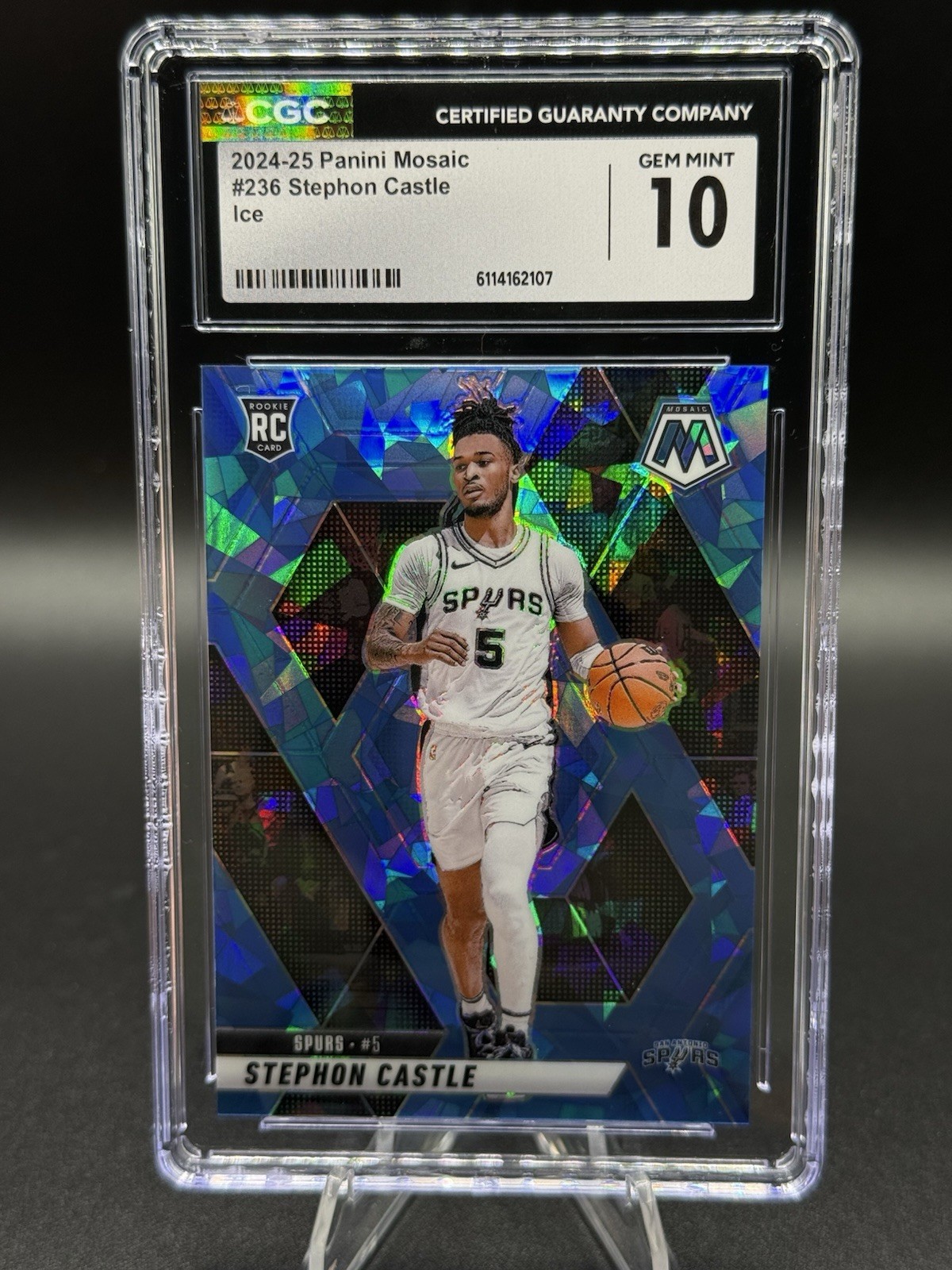 2024-25 Panini Mosaic - Rookies Stephon Castle #236 Ice Mosaic Prizm /125 (RC)