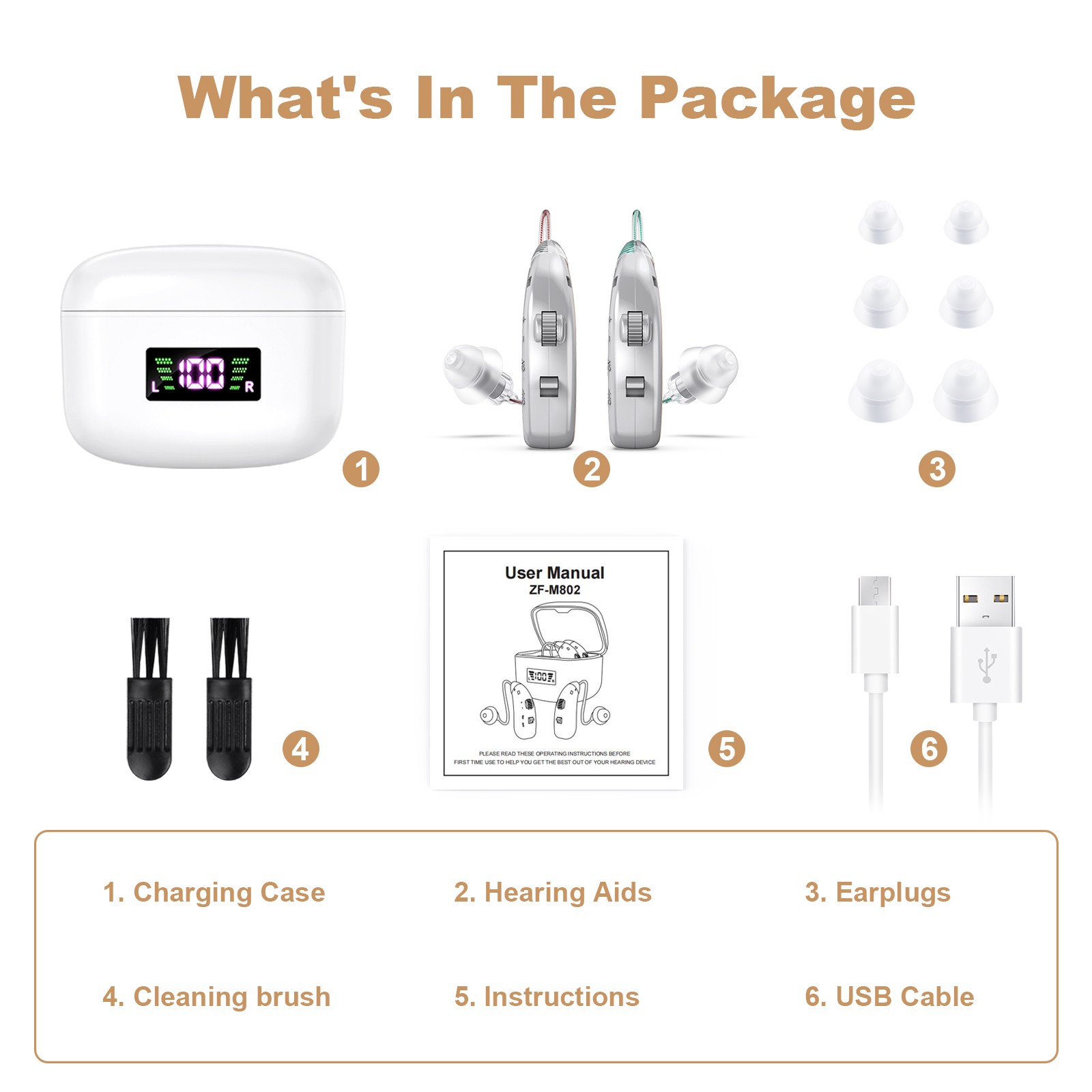 Severe Hearing Loss BTE Digital Rechargeable Hearing Aid Portable Charging Case