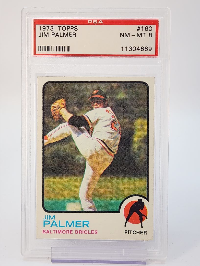 JIM PALMER 1973 TOPPS BASEBALL BALTIMORE ORIOLES #160 PSA 8 Q6176