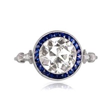 Art Deco Style 2.Ct Lab Created Diamond Sapphire Halo Engagement Ring 925 Silver