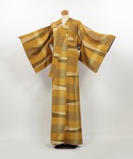 Omeshi Horizontal Stripe Silk Kimono 100 Silk Japanese Vintage / 2603033
