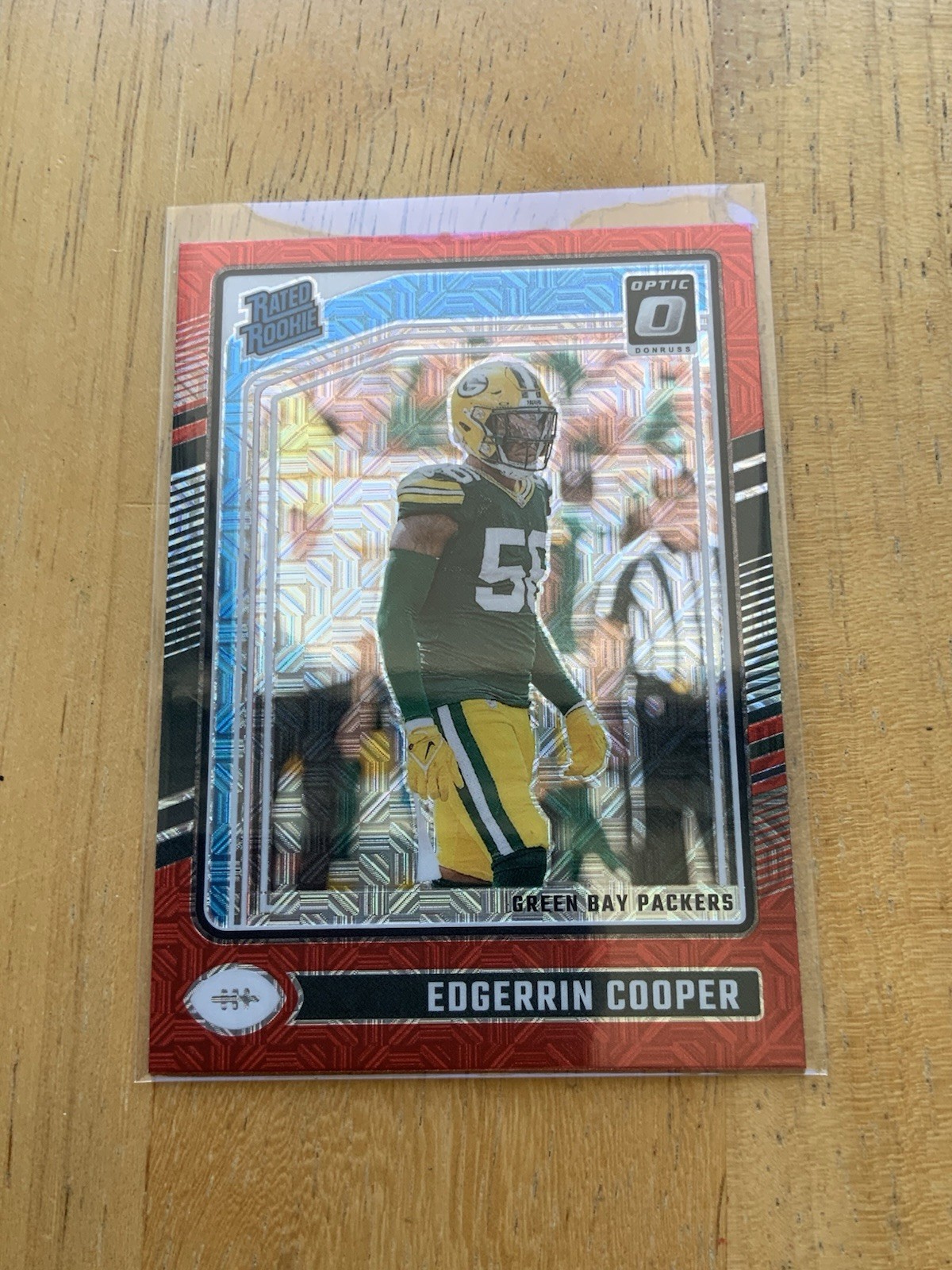 EDGERRIN COOPER 2024 DONRUSS OPTIC#231 RED MOJO PRIZM RATED ROOKIE (RC) PACKERS