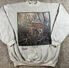 Vintage American Outback Deer Crewneck Sweatshirt Made In USA 90s Size L