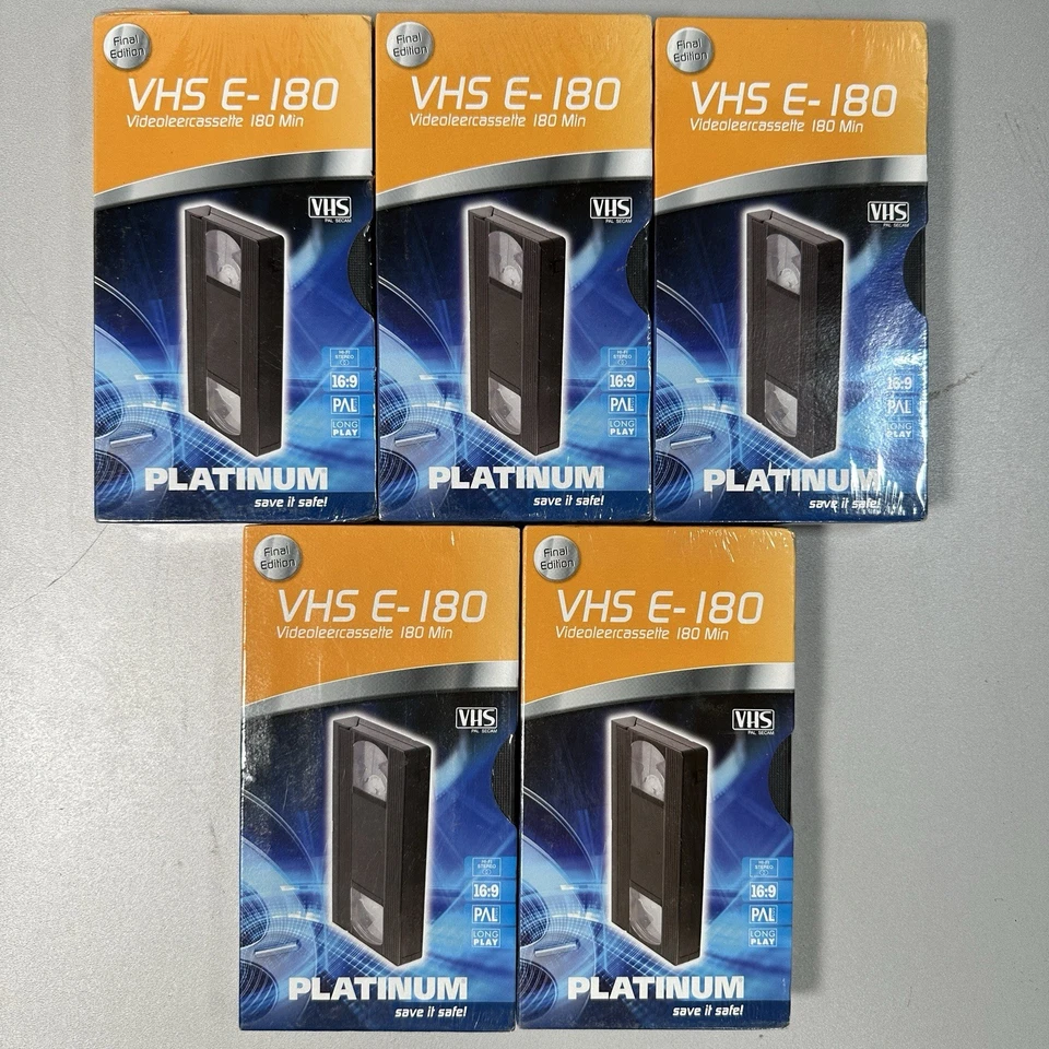 5x VHS  E - 180  Videoleercassette 180 Min  PLATINUM NEU OVP in Folie