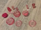 Vintage 80s Mattel Barbie TRANSLUCENT PINK Kitchen Accessory Lot 11