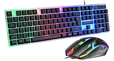 LED Gaming Tastatur und Maus Set USB RGB Hintergrundbeleuchtung für PC Laptop Xbox PS4 PS5 UK