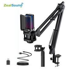Zealsound RGB USB Condenser Microphone Boom Arm Tripod Gaming Streaming Podcast