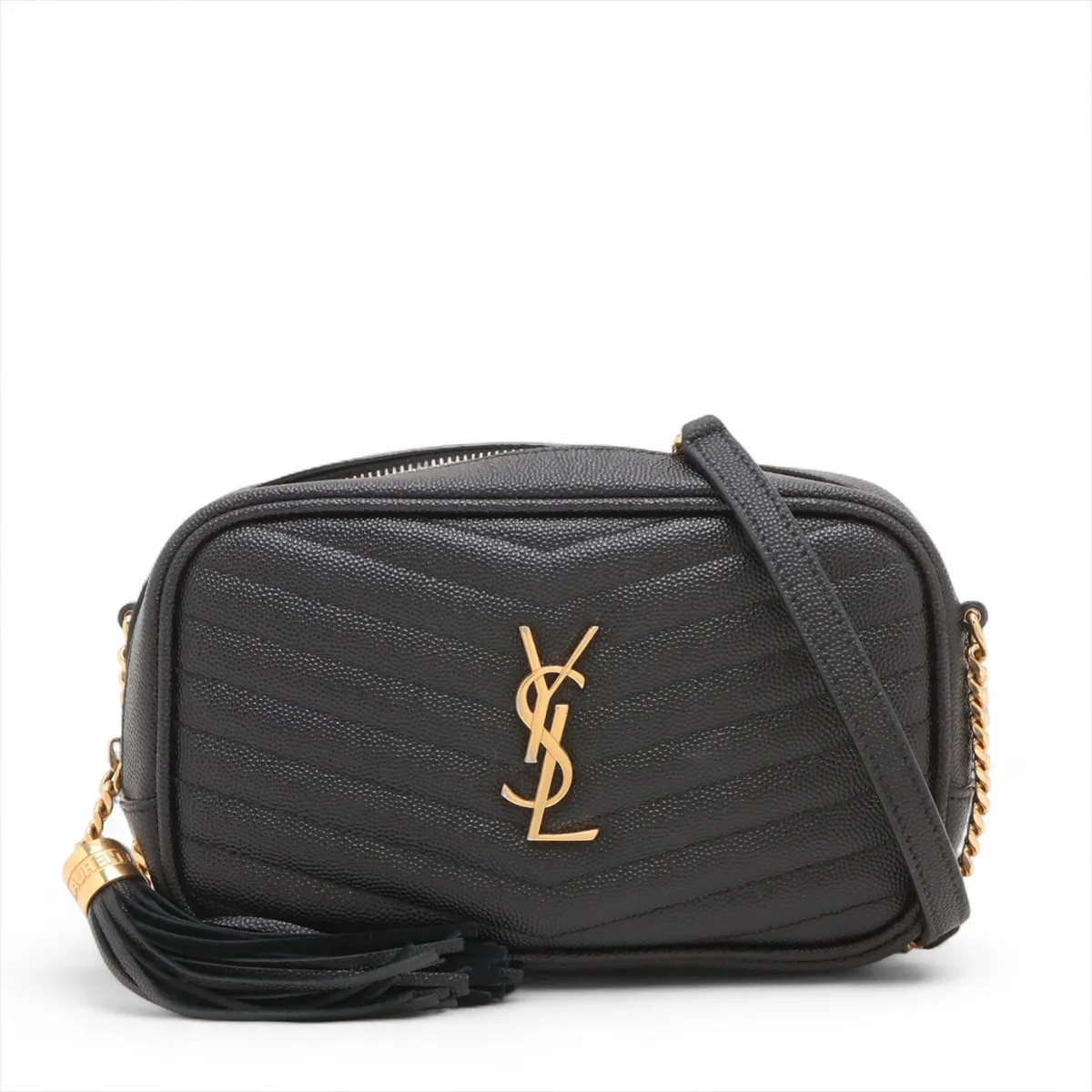 Saint Laurent Paris Leather Chain Shoulder Bag Black 618057