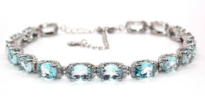 Tennisarmband Silber Himmelblautopas & Diamant 17,68ct verstellbar