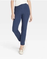 A New Day Womens Navy StripeSide Zip Skinny Ankle Pants High Rise Stretch size 8