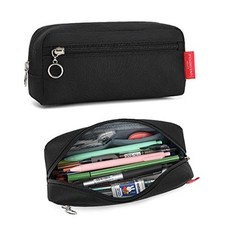 Big Capacity Pencil Pen Case Office Large Storage Simple Stationery Bag Black