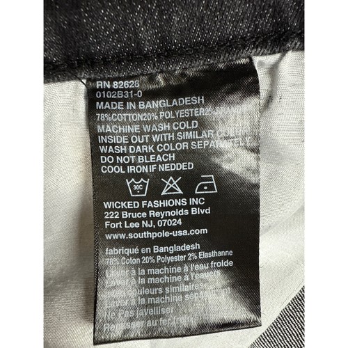 Southpole Stretch Denim Jeans Mens Size 44x32 Black Wash Urban Baggy Skater Hip - Picture 10 of 14