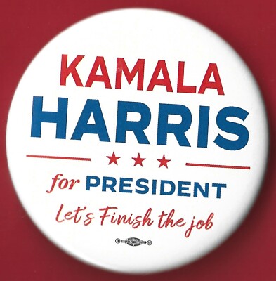 2024 Kamala Harris 2-1/4''/ ''Finish The Job'' Presidential Campaign Button(Pin02)
