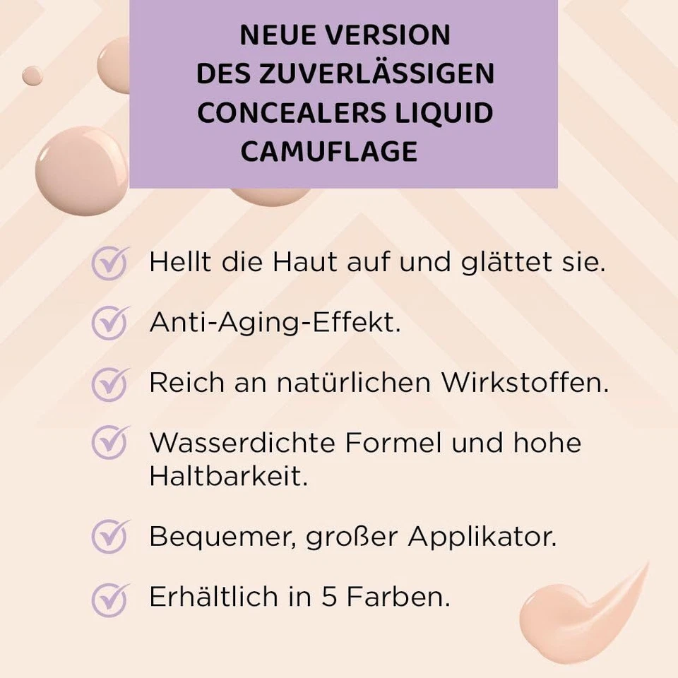 Flüssiger Camouflage Wasserdichter Concealer mit Hyaluronsäure und Sheabutter... - Bild 4 von 4