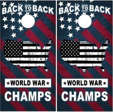 American Flag World War Champs Patrio LAMINATED Cornhole Wrap Skin Decal Sticker