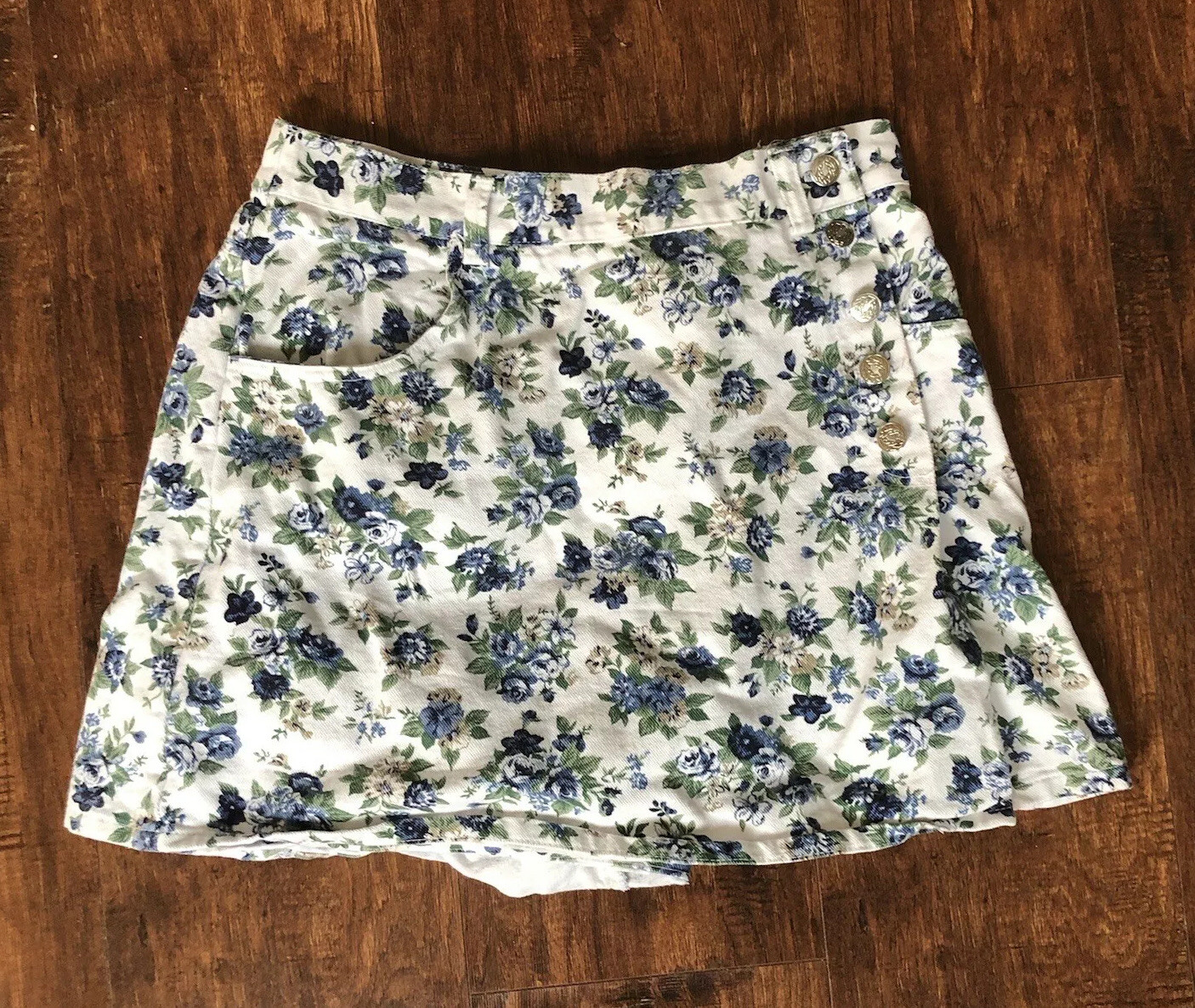 VINTAGE 90s AMY BYER  Blue Floral White Denim Sko… - image 3