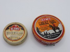 Vintage KIWI Mink Oil and Shoe Polish Tins empty - Made in USA