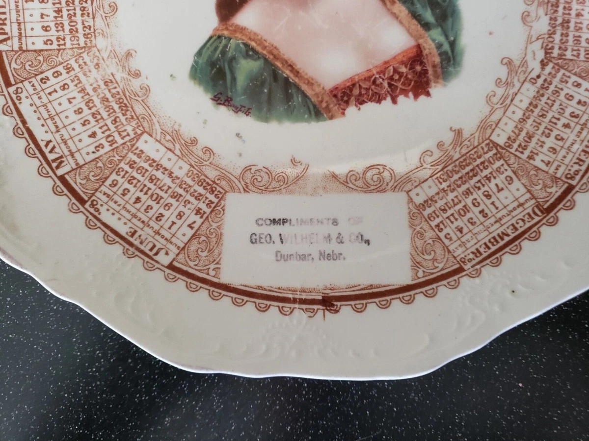 Antique 1908 CALENDAR PLATE DUNBAR NEBRASKA GEORGE WILHELM & CO GASTON  BONFILS | eBay