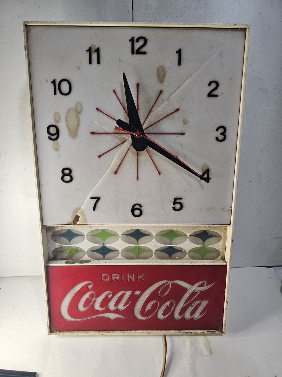 Vintage 1960's Coca Cola Coke Soda Wall Clock Drink Works No