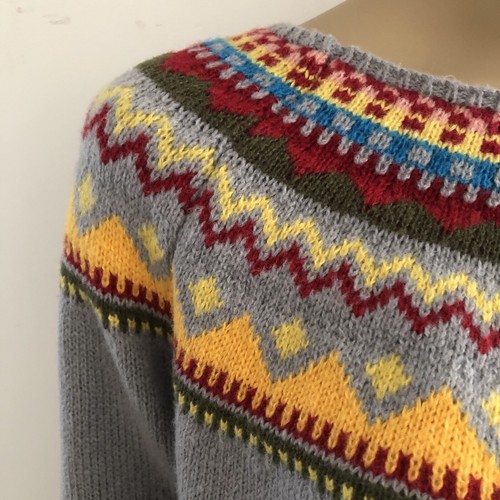 Vintage Knitted Fairisle Yoke Colourful Knit Jumper Sweater • M/L - Picture 6 of 11