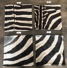 16"x16" Genuine Zebra Skin Pillow Cover with Leather Backing |Throw Pillow B#6