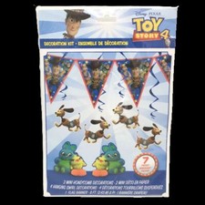 Disney Pixar Toy Story 4 Birthday Party Decorating 7 PC Kit Flag Banner Swirls 