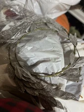 West elm Kraft & Glitter sparkle Garland - Leaf silver New