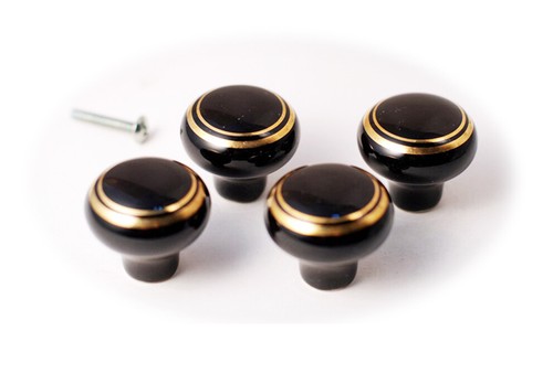 4pc Furniture Drawer Cabinet Knob Handle Brass / Ceramic Porcelain Home Office - Picture 10 of 13