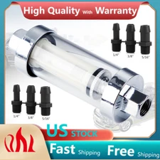 Clear View Inline Fuel Filter 9706 for Carbureted Chrome Hose 1/4" 5/16" 3/8" ID