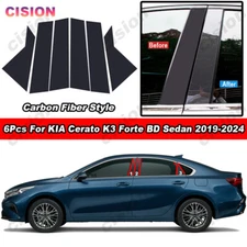 6Pcs Carbon Fiber B C Pillar Post Cover Trim Sticker For KIA Forte K3 2019-2024