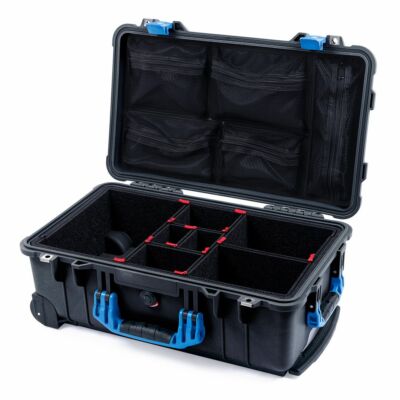 Black & Blue Pelican 1510 case with TrekPak Dividers & mesh lid