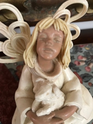 Wings of Tranquility ANGEL with LAMB Sheep Statue Figurine 2004 Samaco 4.5 inch - Picture 5 of 7