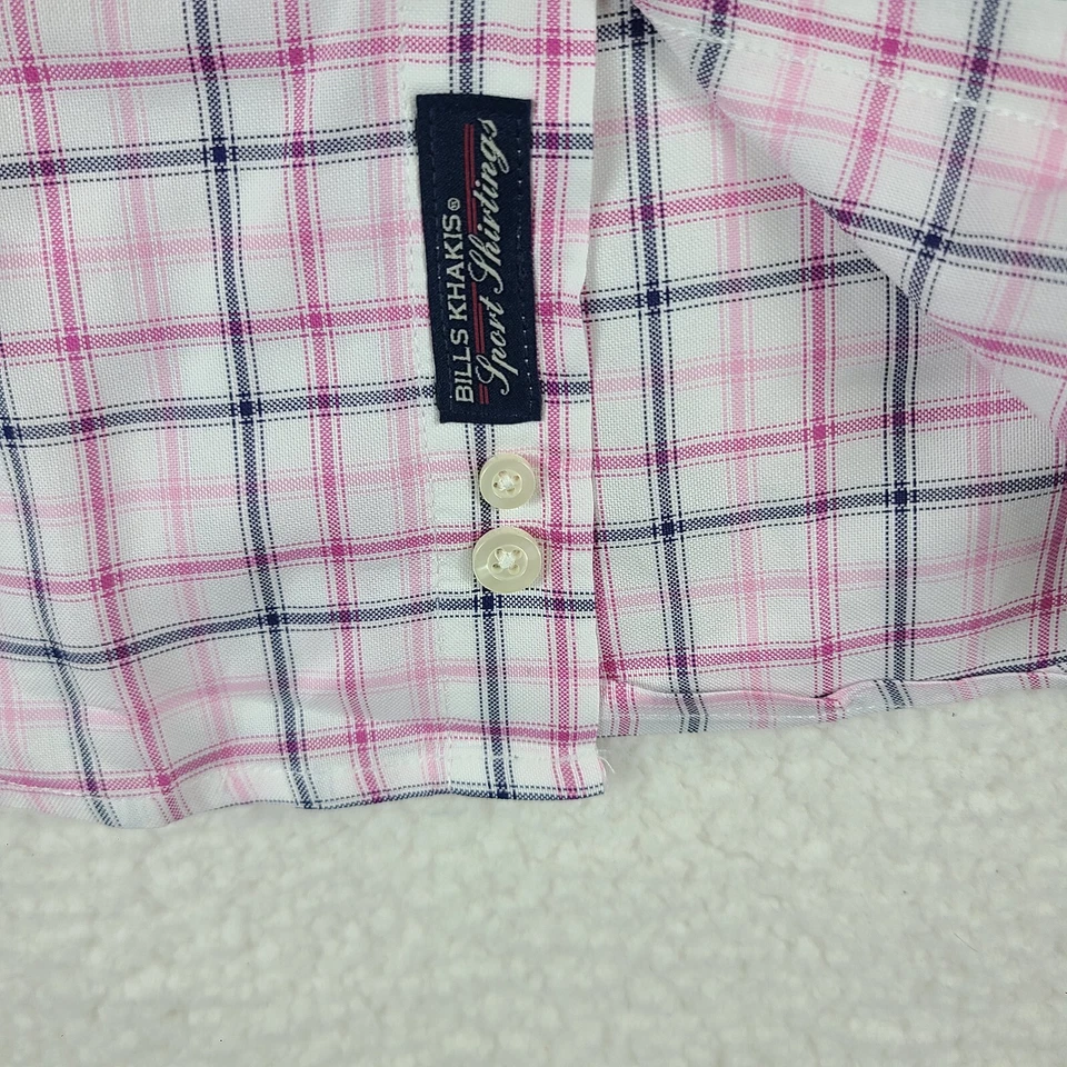 Camisa de vestir Bill Khakis para hombre mediana rosa negra a cuadros calce clásico abotonada Foto 3 de 4