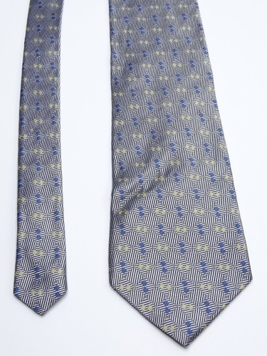 Mens JOS A BANK Corporate Hand Sewn Geo. SILVER STRIPE Diamonds Silk Tie X Long - Picture 2 of 11