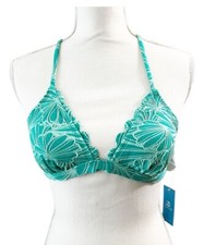 NWT Floral Scalloped cross back bikini top size Small