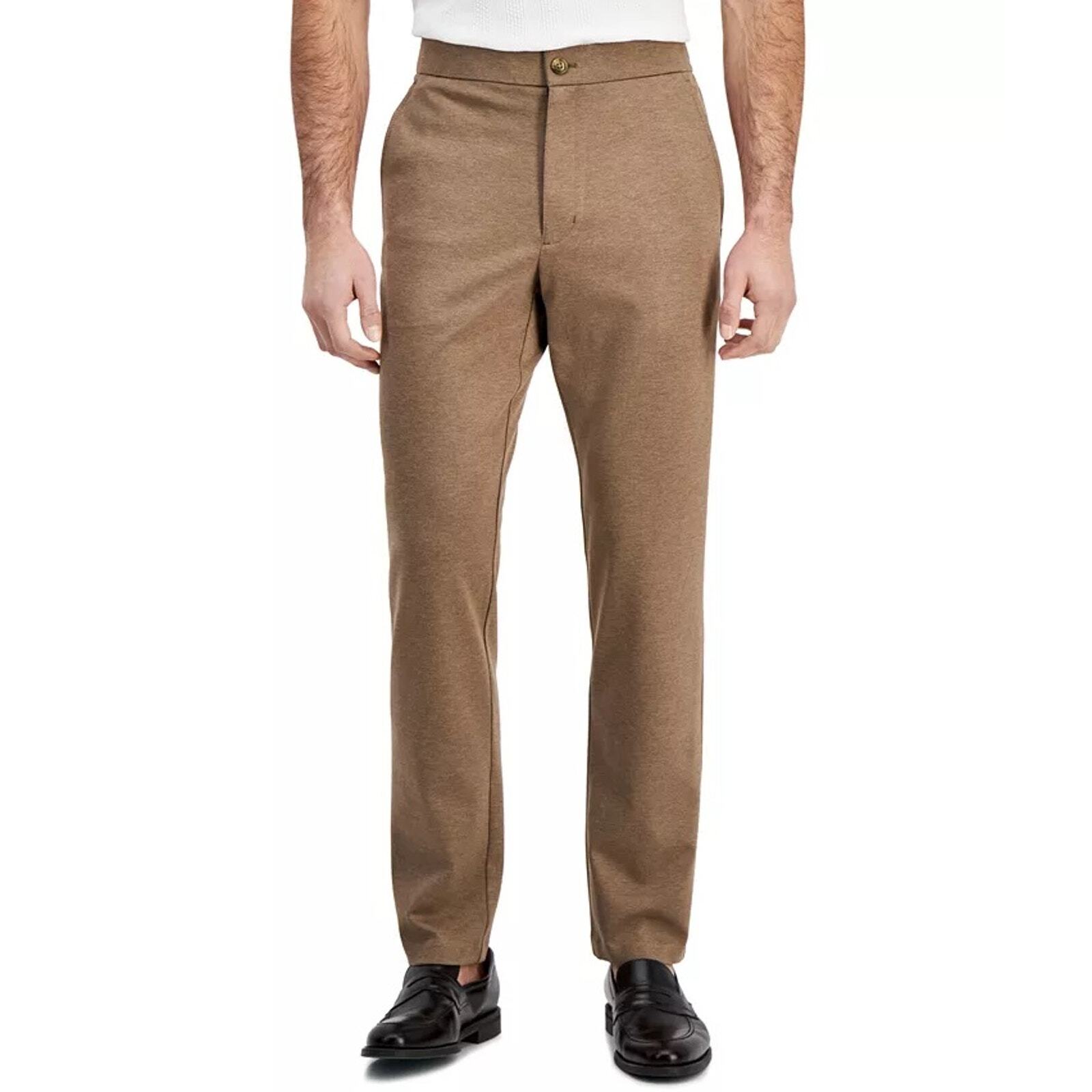 Alfani Men's Heather Brown Stretch Knit Rayon Casual Fit Suit Pants Size 38W 30L