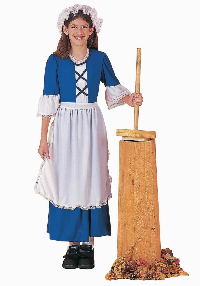 Colonial Girl Kids Pilgrim Pioneer Halloween Dress-Up Costume 12-14 Large  #3228