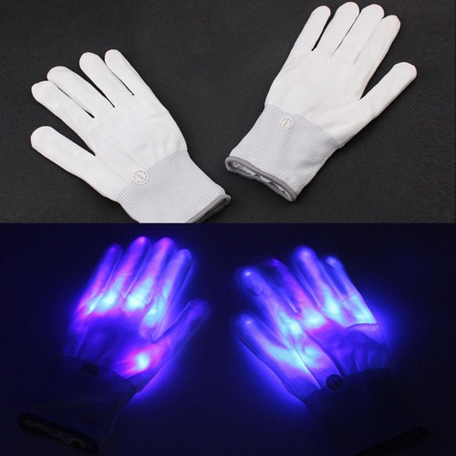 Fun Electro LED Finger blinkende Handschuhe Beleuchtung Halloween Weihnachten Tanz Rave Party - Bild 4 von 12