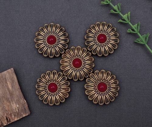 10X 30mm Copper Western Flower Turquoise Conchos For Saddles Leathercrafts Decor - Picture 33 of 84