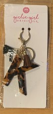 Leopard Acrylic Monogram Letter K Keychain Tassel Pendant